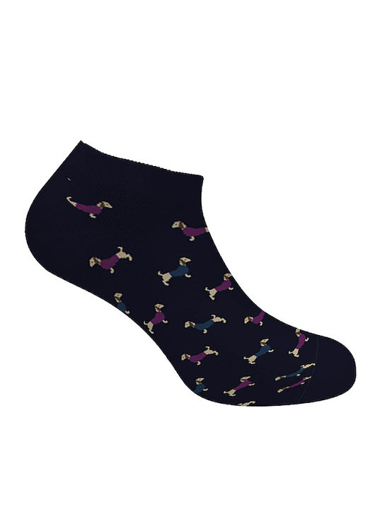 Walk Kids' Ankle Socks Dogs Navy Blue
