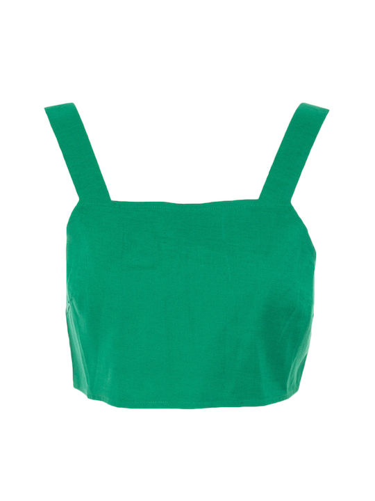 Only pentru Femei de Vară Crop Top fără Mâneci Monocrom Verde