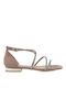 Exe Damen Flache Sandalen in Beige Farbe