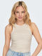 Only Women's Summer Blouse Sleeveless Striped Beige