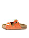 Leather Women's Flat Sandals Anatomic in Orange Color