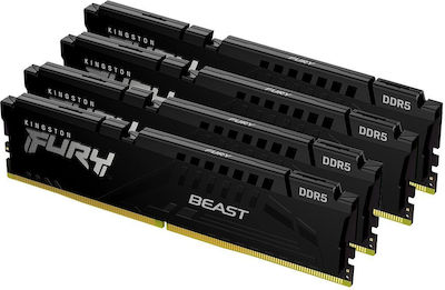 Kingston Fury Beast 128GB DDR5 RAM with 4 Modules (4x32GB) and 5600 Speed for Desktop