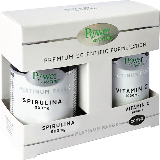 Power Of Nature Σπιρουλίνα Platinum Range Spirulina 500mg 30 ταμπλέτες & Vitamin C 1000mg 20 ταμπλέτες 500mg