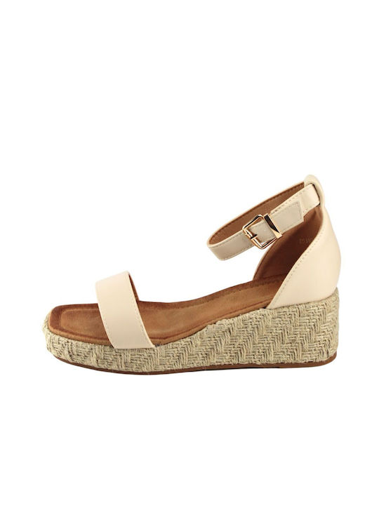 Espadrille platform with ankle strap and buckle