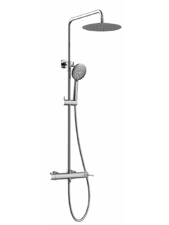 Orabella Preciosa Adjustable Shower Column with Mixer 118cm Silver