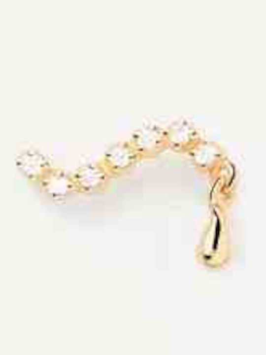 P D Paola Single Earring made of Silver Gold Plated with Stones