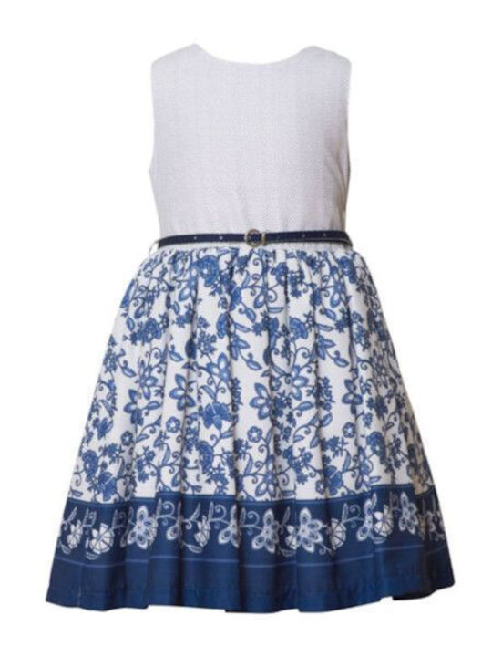 Restart for kids 23- Παιδικό Φόρεμα Σετ με Αξεσουάρ Floral Αμάνικο Μπλε