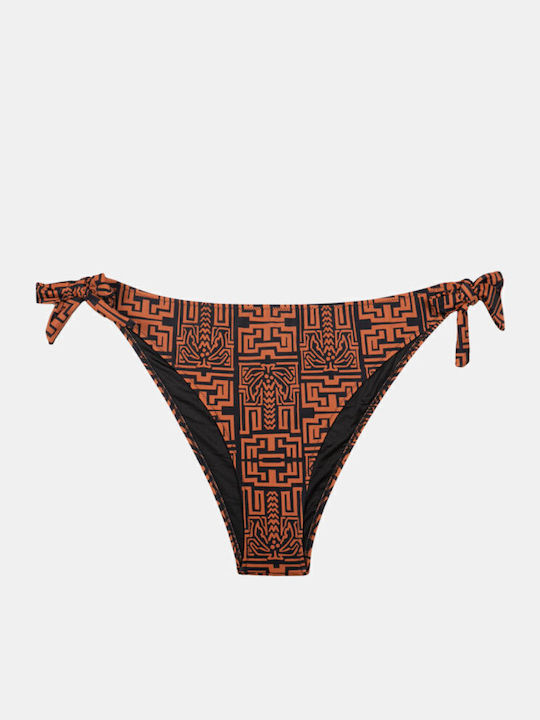 Plus Size Bikini Slip Cu Dantelă Maro