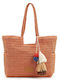 Verde Stroh Strandtasche Orange