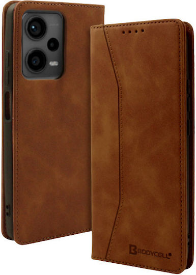 Bodycell Leather Wallet Δερματίνης Καφέ (Xiaomi Note 12 5G)