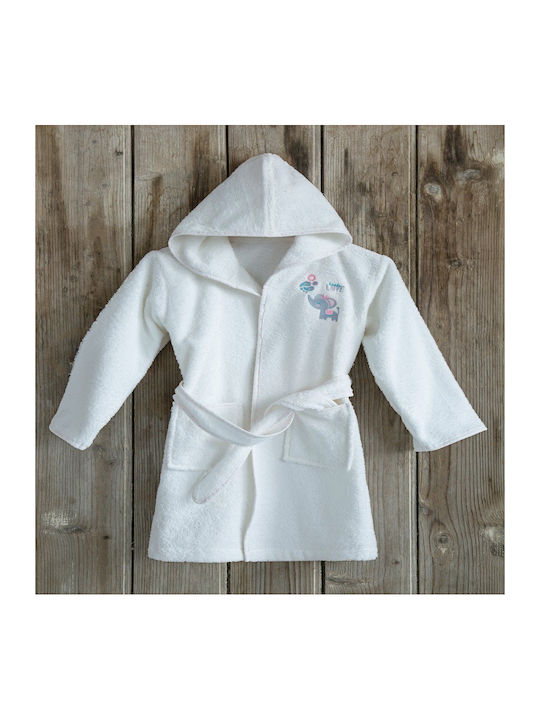 Nima Kids Hooded Bathrobe Little Love White