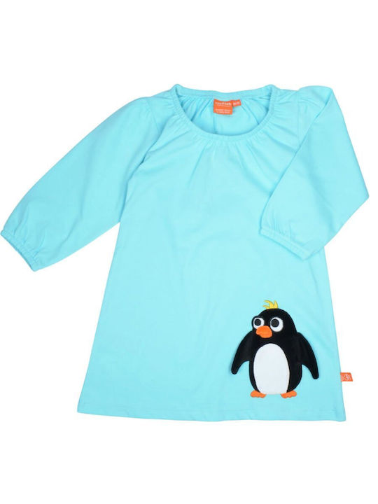 Long Sleeve Penguin Dress Blue - turquoise