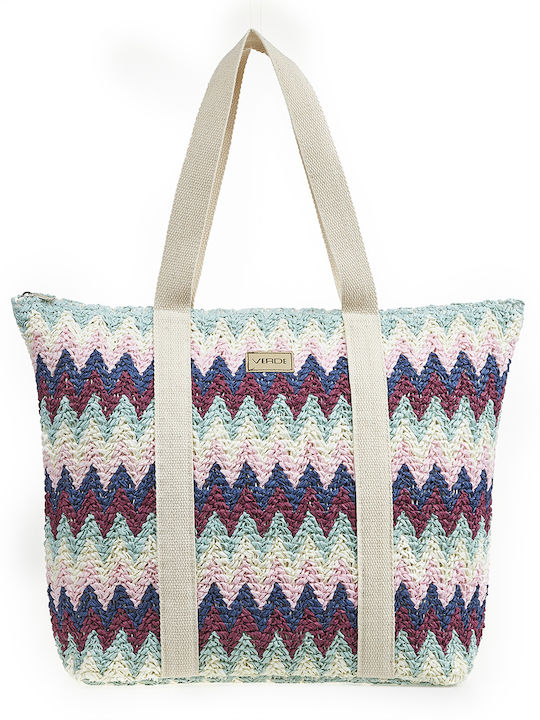 Verde Wicker Beach Bag Purple