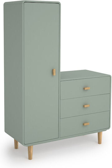 Eine Tür Kleiderschrank mit 3 Schubladen Grün 100x45x153cm