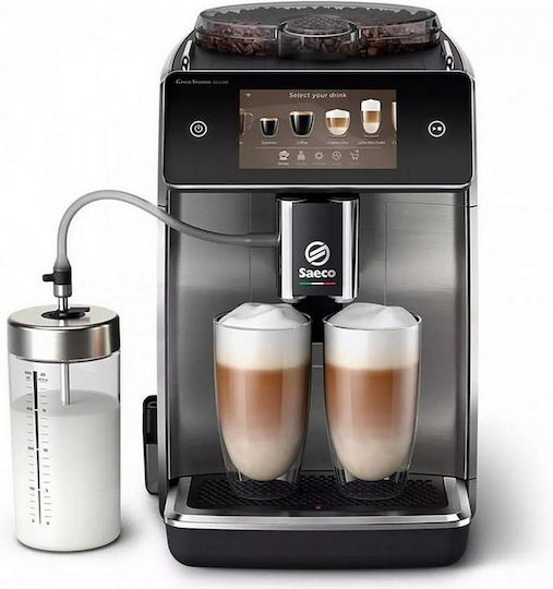 Saeco GranAroma Deluxe Αυτόματη Μηχανή Espresso 1500W Πίεσης 15bar για Cappuccino με Μύλο Άλεσης Μαύρο/Ασημί