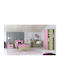 Kids Bedroom Set Paz Pink Oak 4pcs with Bed for Mattress 110x190cm