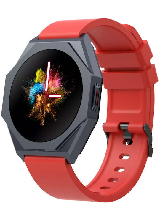 Canyon Otto SW-86 Αδιάβροχο Smartwatch με Παλμογράφο (Κόκκινο)