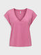 Only Women's T-shirt with V Neck Wild Orchid