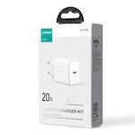 Joyroom Charger Without Cable with USB-C Port 20W Power Delivery Whites (JR-TCF06)