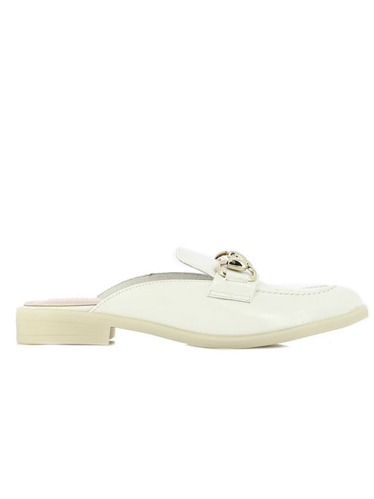 Fratelli Petridi Chunky Heel Leather Mules White