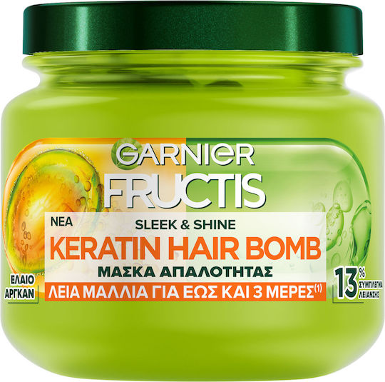 Garnier Fructis Keratin Hair Bomb Μάσκα Μαλλιών για Λείανση με Κερατίνη & Argan 320ml