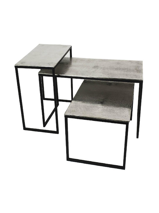 Rectangular Aluminium Zigon Tables Silver L77xW38xH42cm