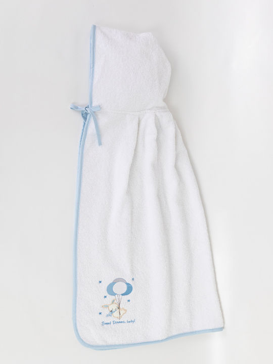 Borea Hooded Baby Bath Towel Sweet Dreams White-sky blue