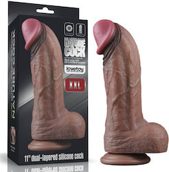 Lovetoy Nature Cock Dual Layered XXL Ρεαλιστικό Dildo με Όρχεις και Βεντούζα Flesh 28cm