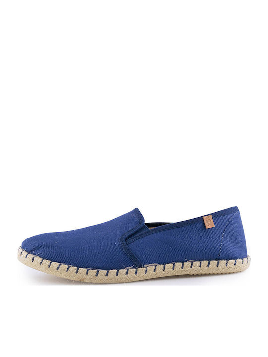 433-16400 Leather Men's Espadrilles in Blue Color