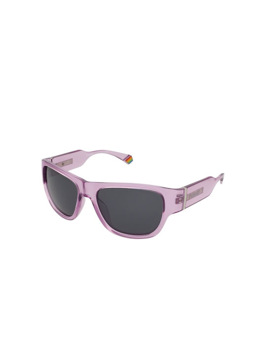 Polaroid Sunglasses with Purple Plastic Frame a...