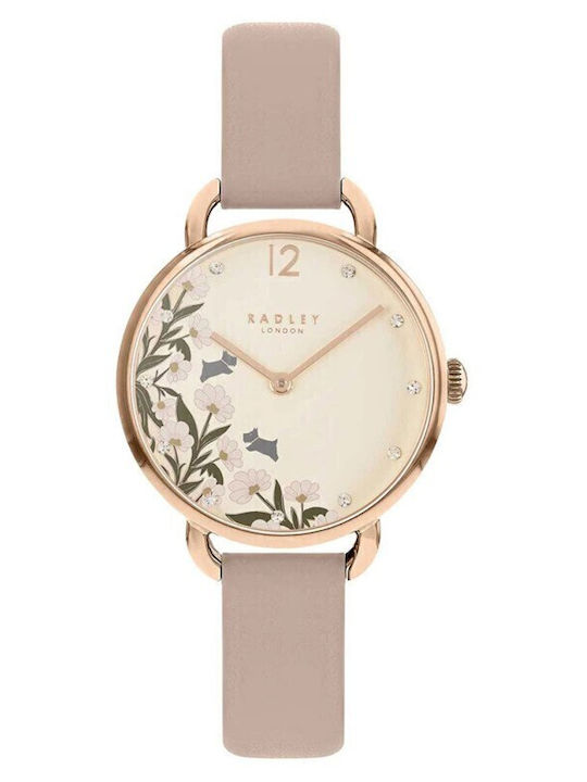 Radley Γυναικείο Ρολόι 32mm Μπαταρίας με Ροζ Χρυσό Δερμάτινο Λουράκι