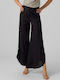 Vero Moda Women's High-waisted Linen Trousers Flare in Regular Fit Black