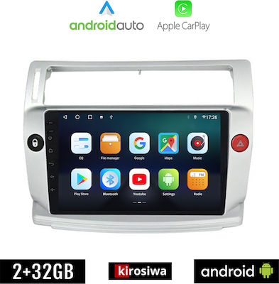 Kirosiwa Sistem Audio Auto pentru Citroen C4 2004-2010 (Bluetooth/USB/AUX/WiFi/GPS/Apple-Carplay/Android-Auto) cu Ecran Tactil 9"