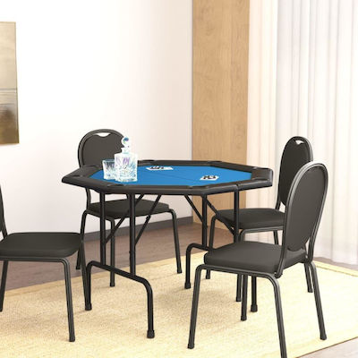 vidaXL Τραπέζι Poker Μεταλλικό Πτυσσόμενο Μπλε 108x108εκ.