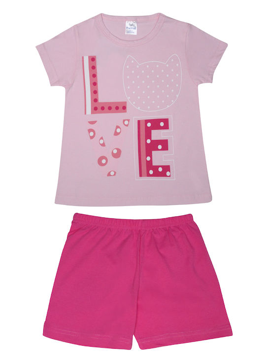 Pretty Baby Set Top & Bottom Kids Summer Cotton Pyjamas Pink