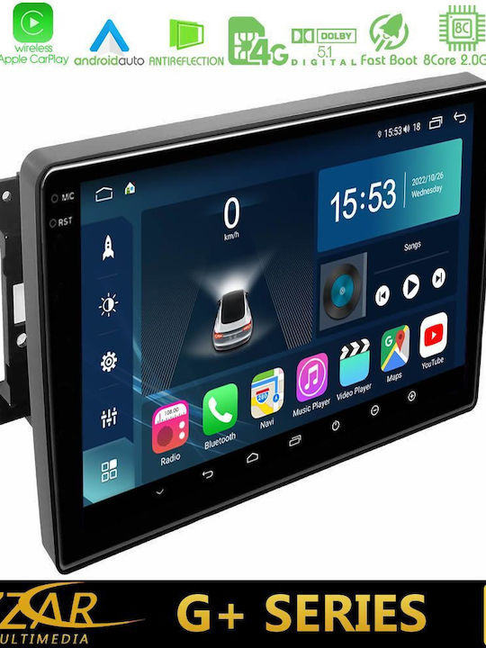 Bizzar Sistem Audio Auto pentru Hyundai i10 Jeep Comandant / Busolă / Grand Cherokee / Patriot Dodge Calibru Chrysler 300C / PT Cruiser 2021-2022 (Bluetooth/USB/WiFi/GPS/Apple-Carplay/Android-Auto) cu Ecran Tactil 10"