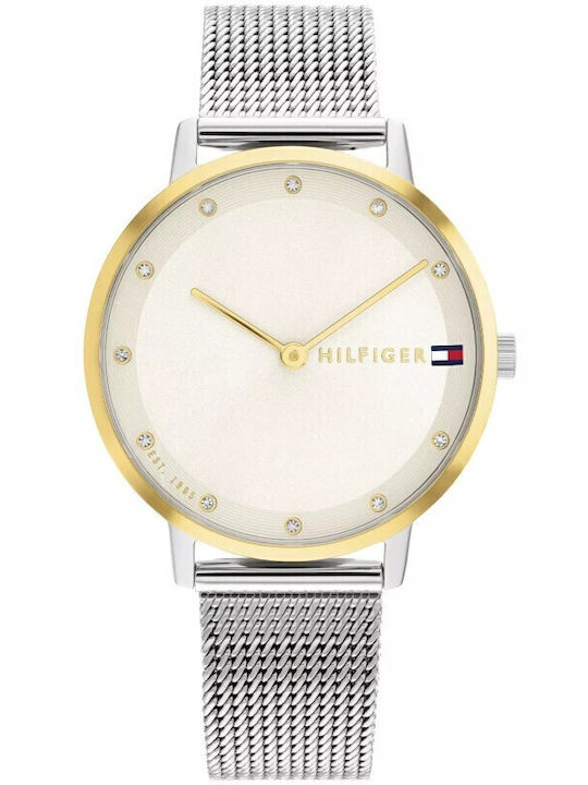 Tommy Hilfiger Pippa Γυναικείο Ρολόι 34mm Μπαταρίας με Ασημί Μεταλλικό Μπρασελέ