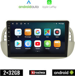 Kirosiwa Sistem Audio Auto pentru Fiat 500 2008-2015 (Bluetooth/USB/AUX/WiFi/GPS/Apple-Carplay/Android-Auto) cu Ecran Tactil 9"