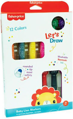 Fisher Price Lion Drawing Markers Thick Set 12 Colors 321-00007