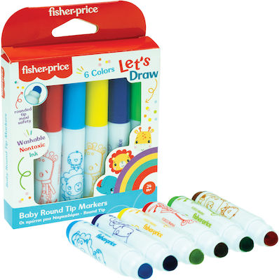 Fisher Price Baby Round Tip Drawing Markers Set 6 Colors 321-00005