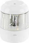 Deli Plastic Electric Pencil Sharpener Barrel White