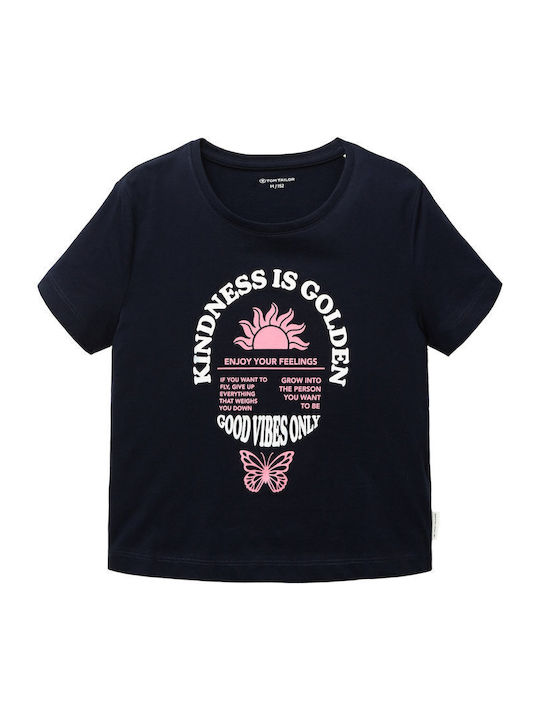 Παιδικό Crop Top Κοντομάνικο Navy Μπλε