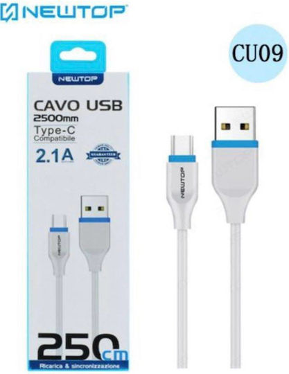 Newtop CU09 USB 2.0 Cable USB-C Male - USB-C White 2.5m
