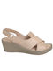 Manlisa Anatomic Women's Leather Ankle Strap Platforms Beige