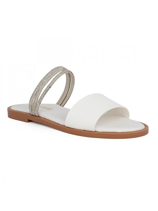 Women's Leather Flat Sandal prive 169 WHITE