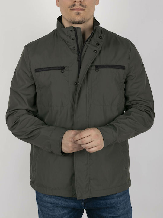 Geox Herren Winter Jacke Lässig Winddicht Olive