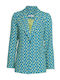 Printed jacket with collar - Turquoise