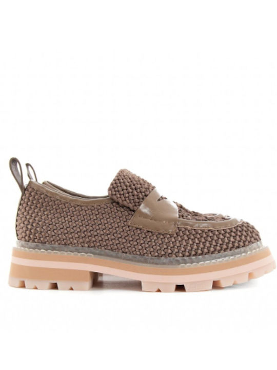 Ash Combo Γυναικεία Loafers σε Καφέ Χρώμα