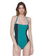 One Piece Swimsuit With Removable Padding For Large Bust Turquoise