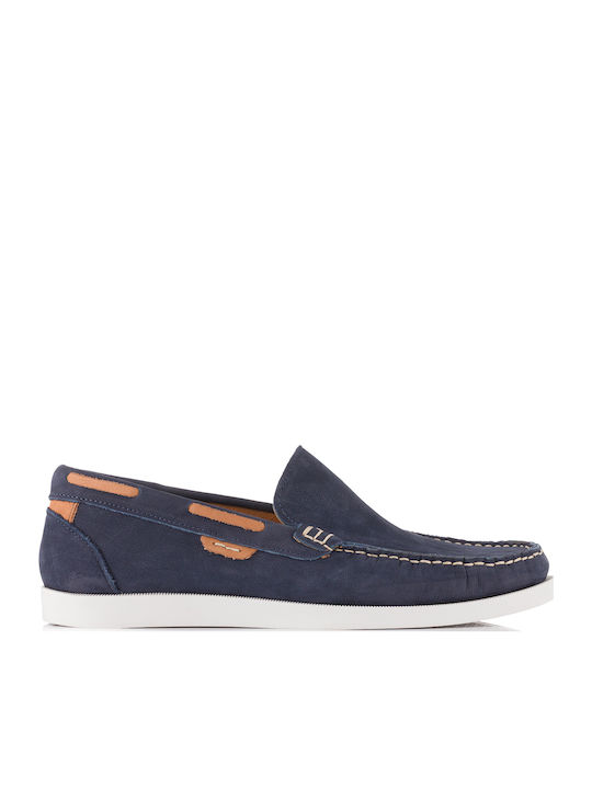 Antonio Shoes Men's Leather Moccasins Navy/White